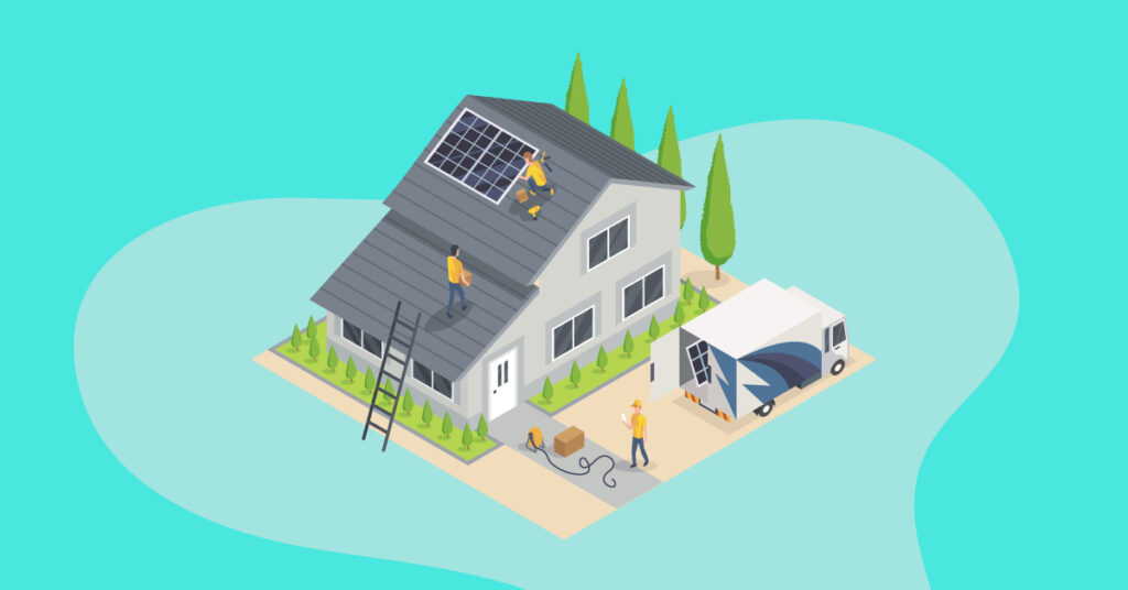 Infographic of a house with solar panels