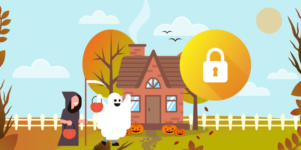 Infographic of kids trick or treating on Halloween