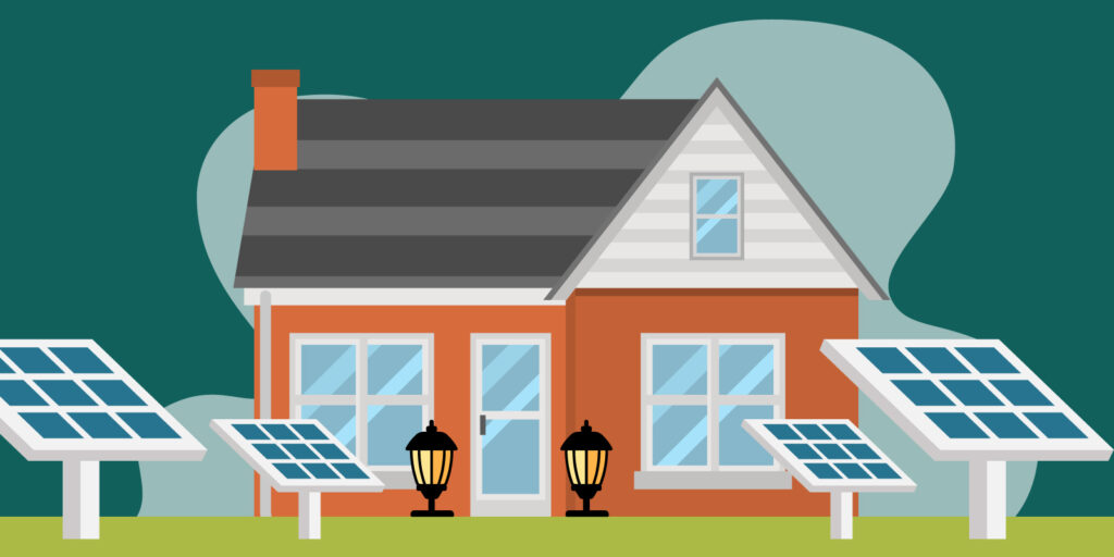 Infographic of a house and solar yard lights