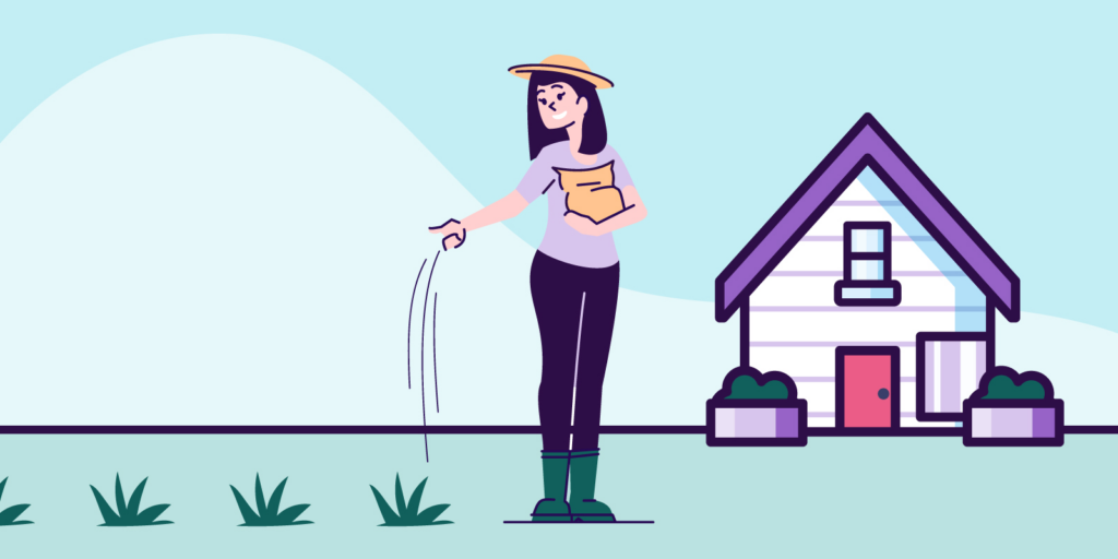 Infographic of a woman watering her grass