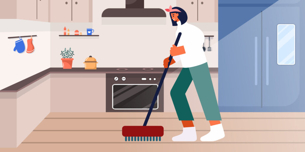 Infographic of a person cleaning their hardwood floor