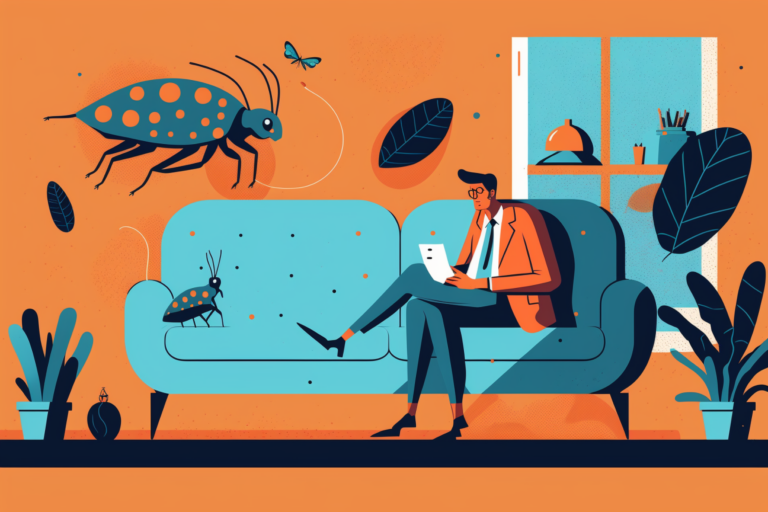 Infographic of man sitting on his couch with fleas