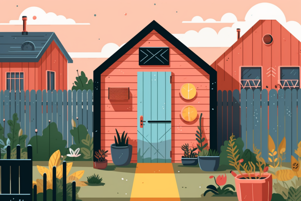 Infographic of a backyard with a shed security lock