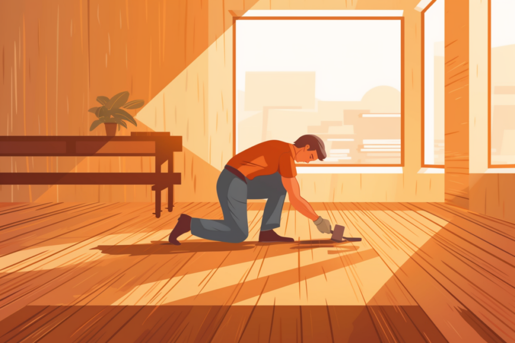 graphic of man installing wood flooring