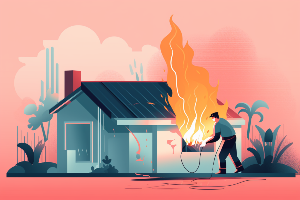 Graphic of a home with an electrical fire