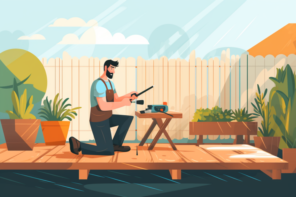 Graphic of a man installing a new deck
