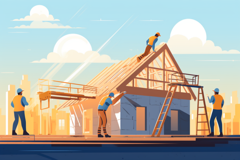 Graphic of men installing a roof on a house
