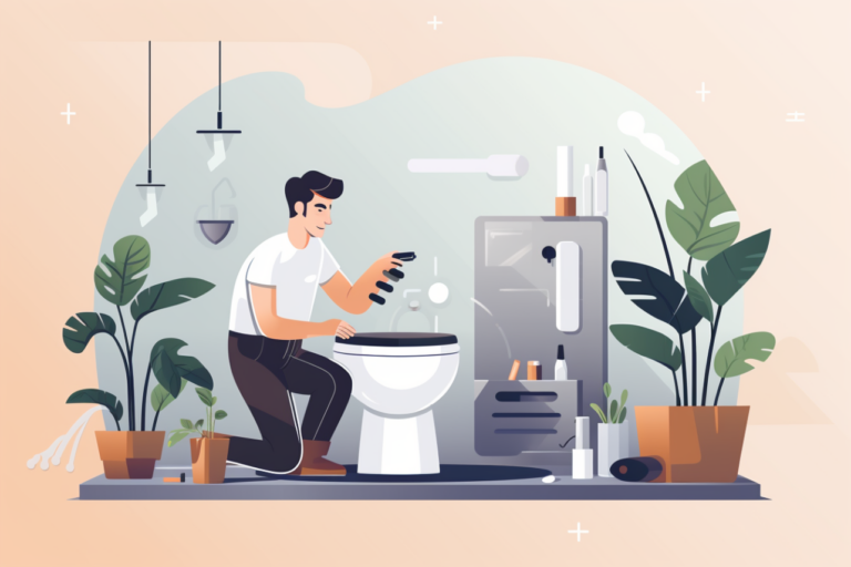 Graphic of a man fixing a leaking toilet