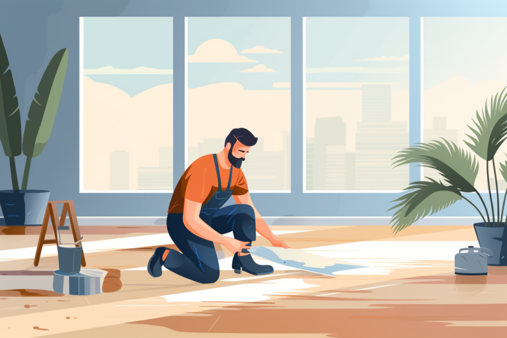 graphic of a man installing new epoxy flooring