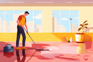 Graphic of a man installing new epoxy flooring
