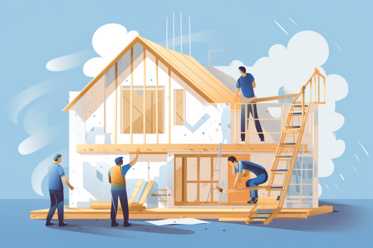 Graphic of people working on renovating a home