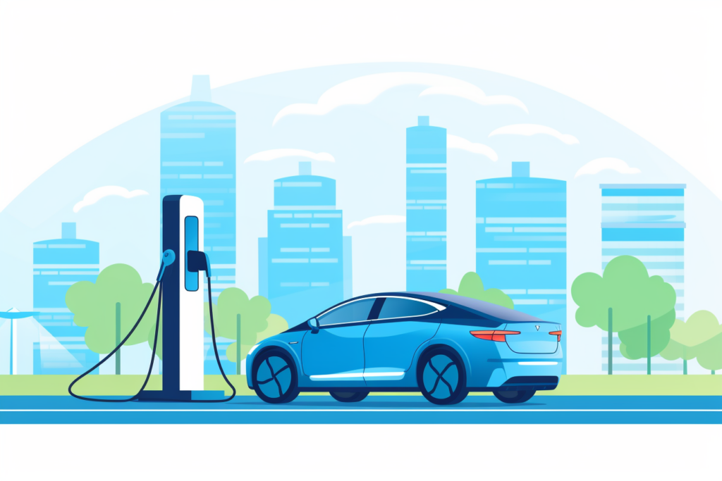 Graphic of an electric vehicle charging