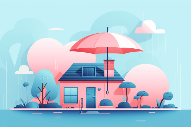 House with an umbrella over it indicating protection