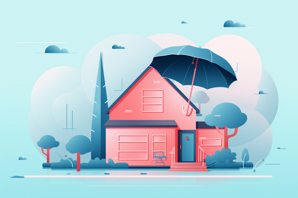 graphic of a home with an umbrella over it indicating it is protected by a title company 