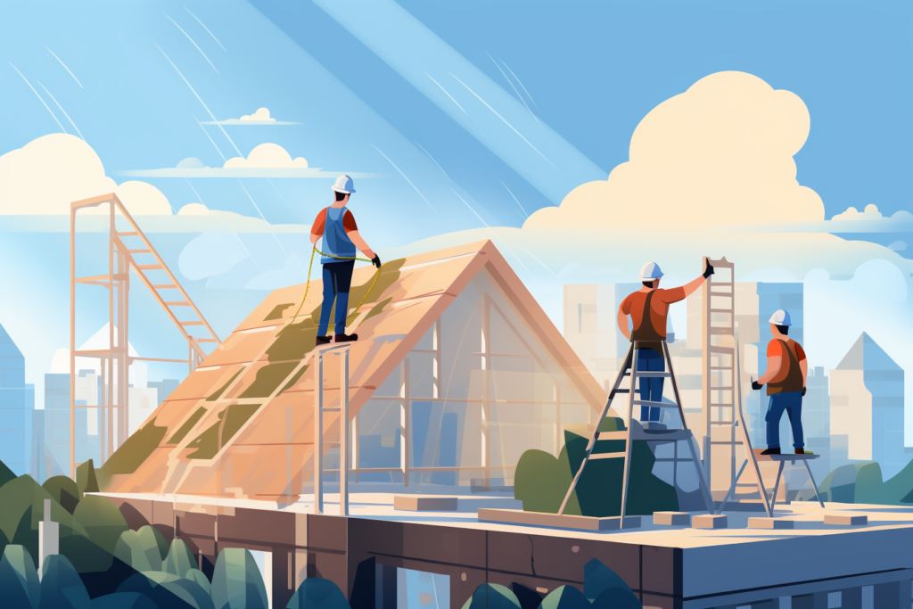 graphic of workers working on a roof 