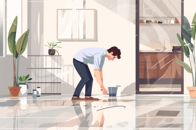 Graphic of a man installing new floors in his home