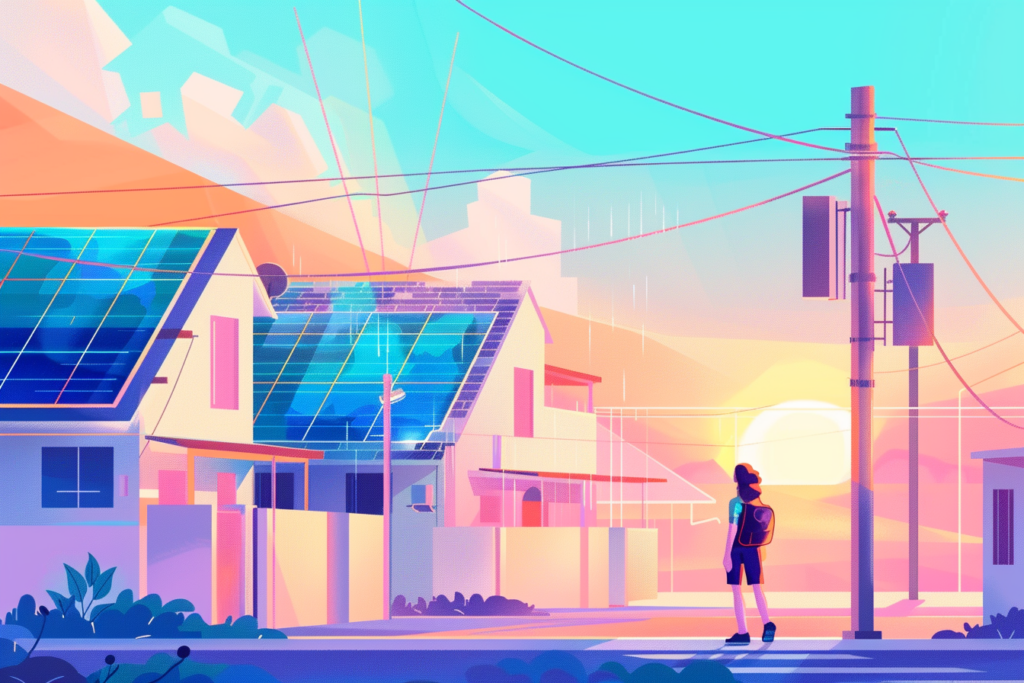 Neighborhood with community solar panels