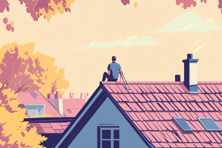 Man sitting on top of an an old roof to restore it