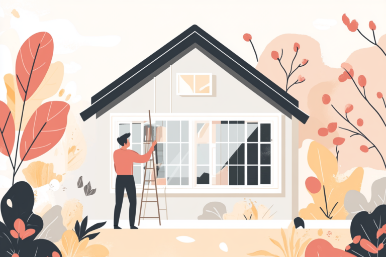 Man installing new windows on a house
