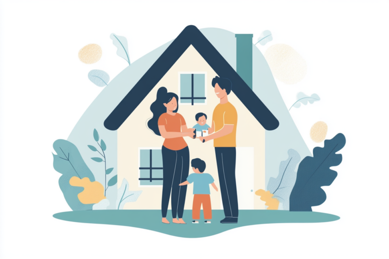 Family standing outside of their home