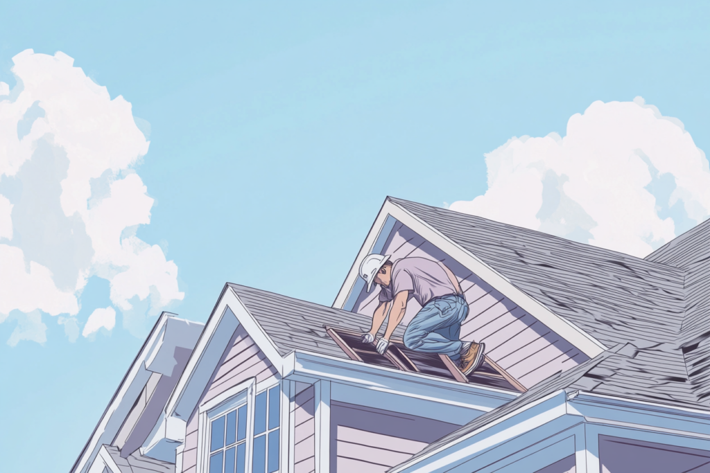 Man working on updating his home roof