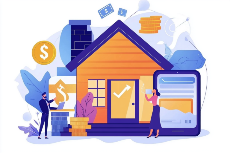 House with money floating on top to signify a budget for a home project