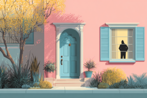 Man inside a home committing a home invasion