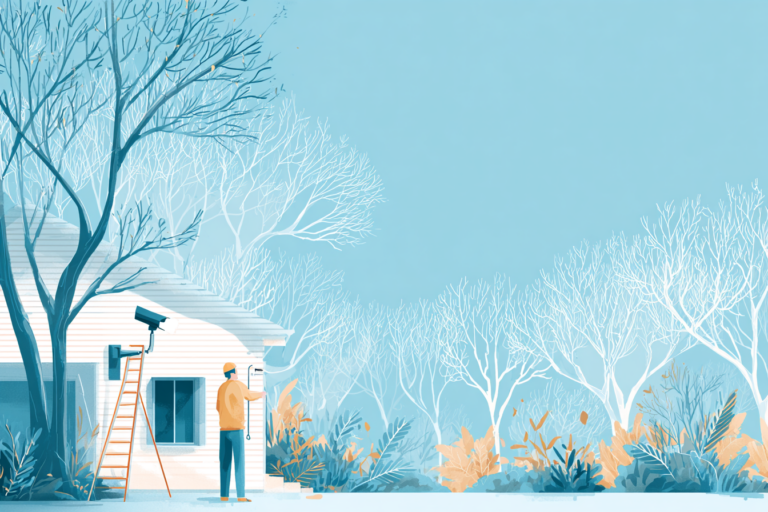 Man installing an outdoor Wi-Fi camera on a home