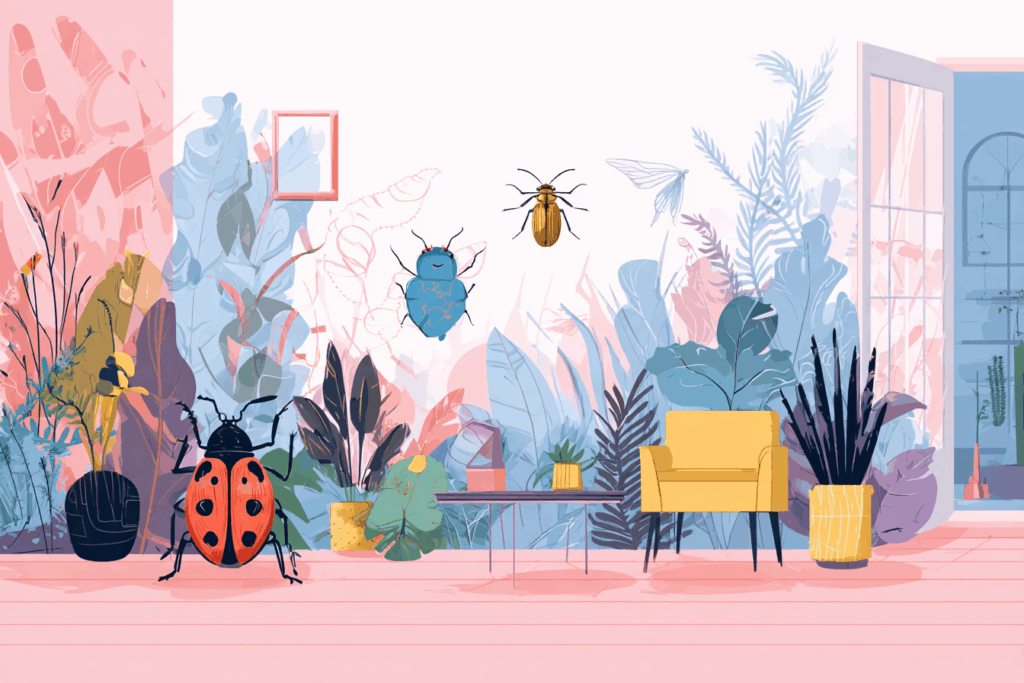 Variety of pests climbing up a wall inside of a home