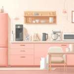 Modern pink kitchen with smart appliances