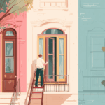 Man working on replacing an old window at a row home